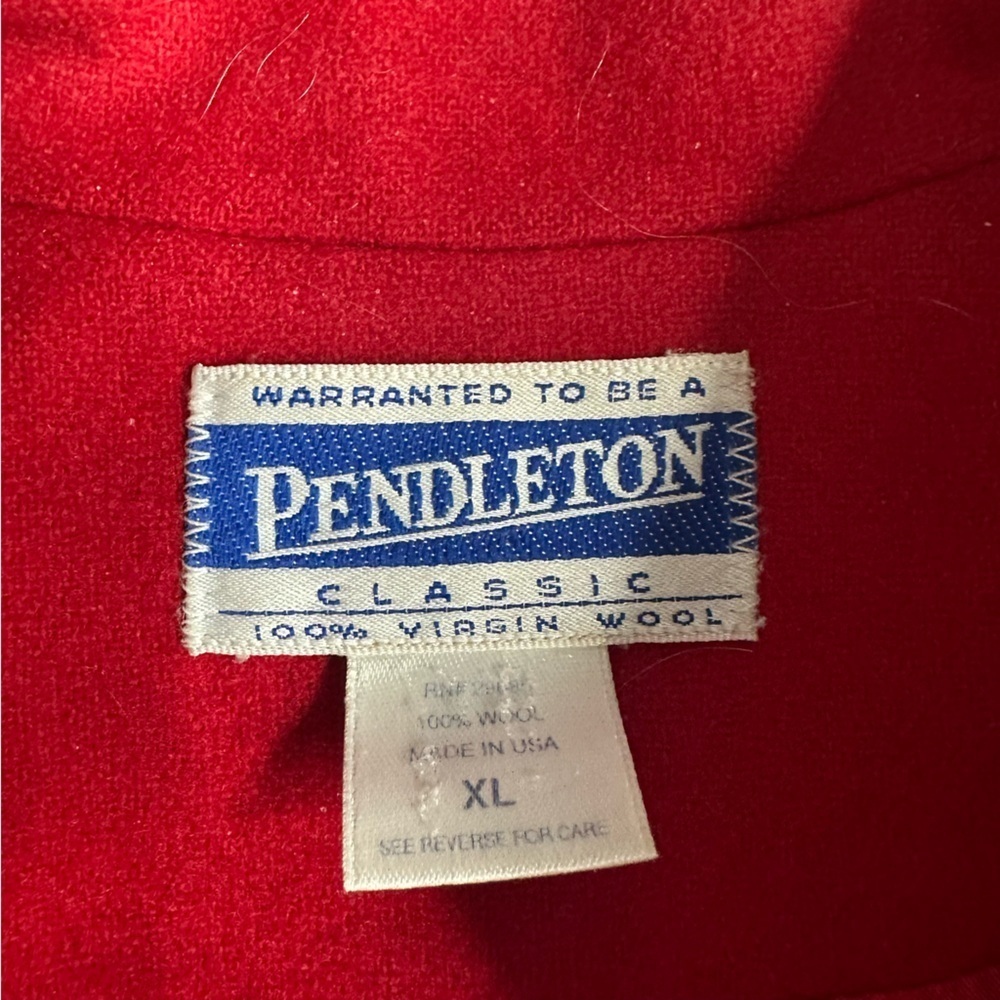 Vintage Pendleton Wool Bomber Jacket Red Oversized XL Zip Front Coat short warm - Picture 5 of 9